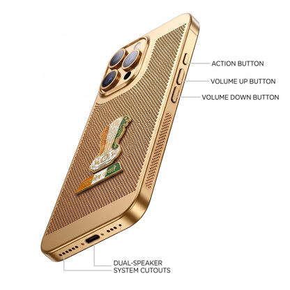 iPhone 14 Pro Max 5G Tri-Color Satyamev Jayate Mesh Electroplated Heat Dissipation Case