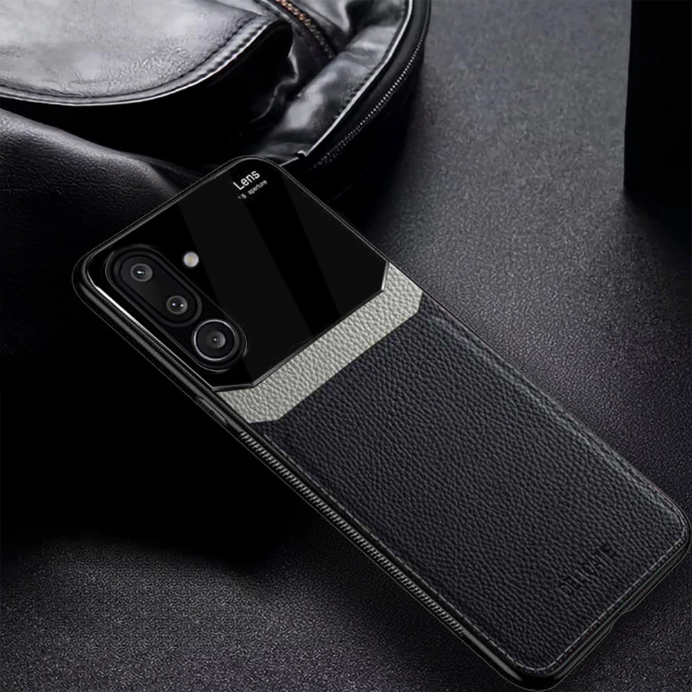 Galaxy M56 5G Black Leather Lens Back Case
