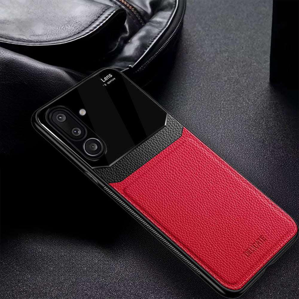 Galaxy M56 5G Red Leather Lens Back Case