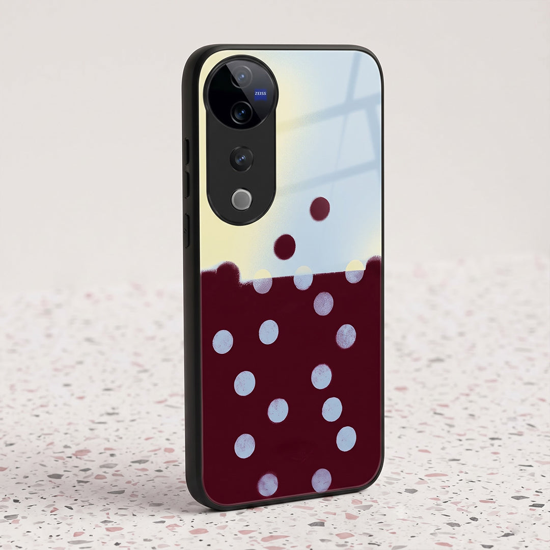 Vivo V40 Pro 5G Aesthetic Maroon & Light Blue Polka Dot Acrylic Back Cover