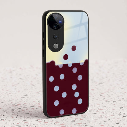 Vivo V40 Pro 5G Aesthetic Maroon & Light Blue Polka Dot Acrylic Back Cover