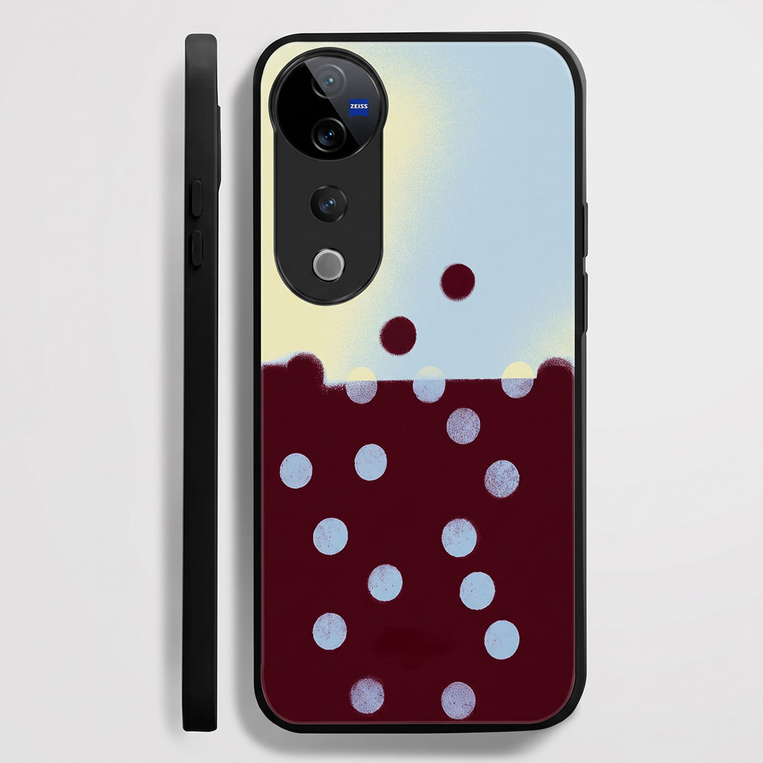 Vivo V40 Pro 5G Aesthetic Maroon & Light Blue Polka Dot Acrylic Back Cover