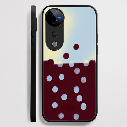 Vivo V40 Pro 5G Aesthetic Maroon & Light Blue Polka Dot Acrylic Back Cover