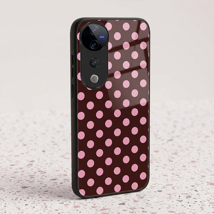 Vivo V40 Pro 5G Aesthetic Wine Red & Pink Polka Dot Acrylic Back Cover