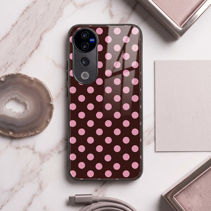 Vivo V40 Pro 5G Aesthetic Wine Red & Pink Polka Dot Acrylic Back Cover