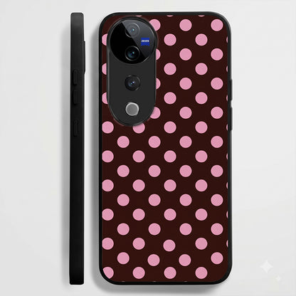 Vivo V40 Pro 5G Aesthetic Wine Red & Pink Polka Dot Acrylic Back Cover