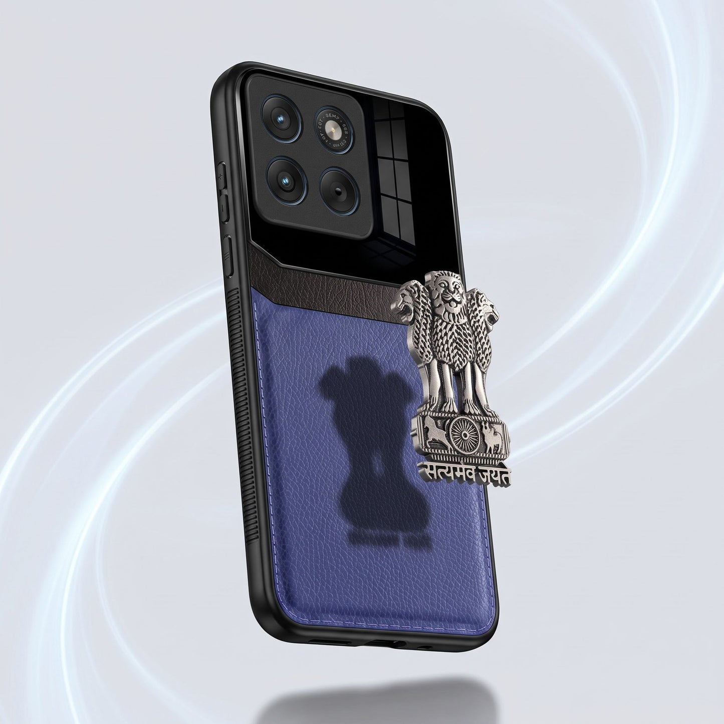 Motorola Edge 70 Fusion 5G Satyamev Jayate 3D Metal Leather Back Case