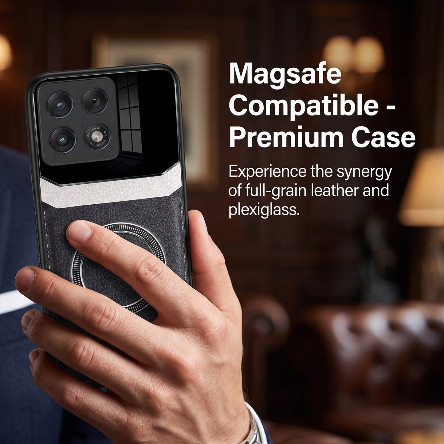 Motorola Edge 70 Pro 5G Premium Magsafe Magnetic Leather Lens Protective Case
