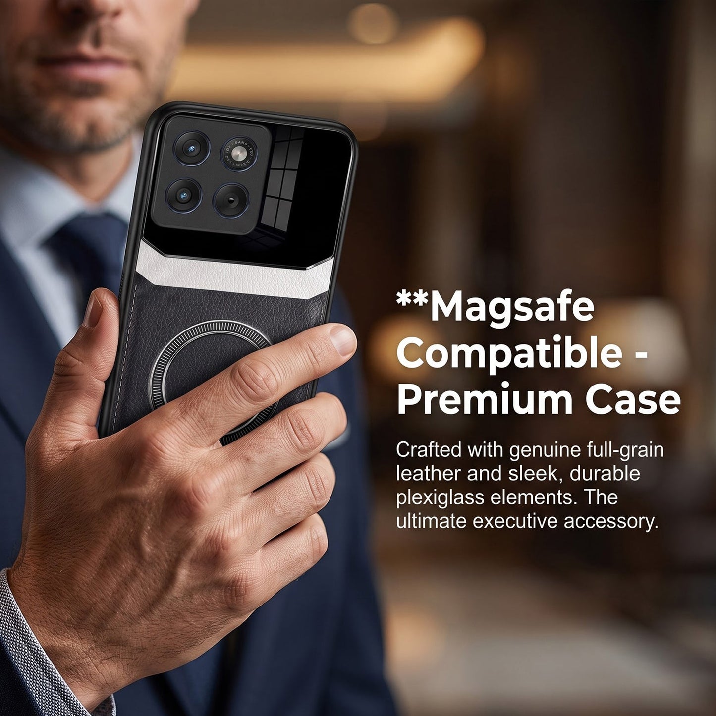 Motorola Edge 70 Fusion 5G Premium Magsafe Magnetic Leather Lens Protective Case