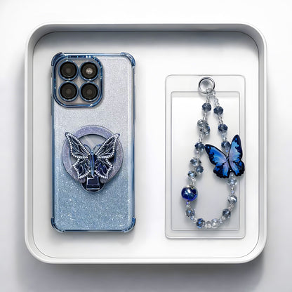 Motorola Edge 60 Pro 5G Phone case with butterfly design and decorative string on a white tray