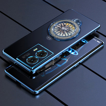 Motorola Edge 50 Fusion 5G Smartphone cover with a blue ring light on a dark surface