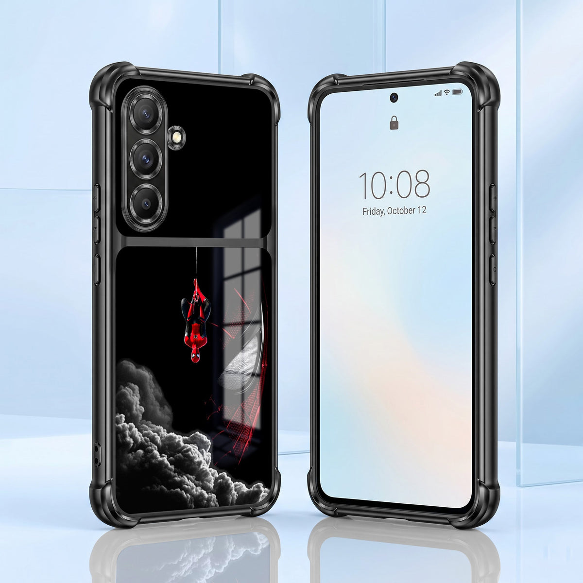 Samsung Galaxy A56 5G Crimson Spider Web Dual-Tone Transparent Airbags Case