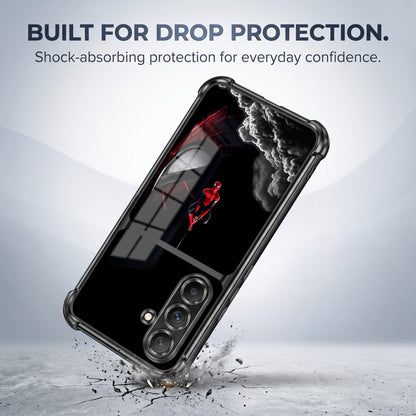Samsung Galaxy A56 5G Crimson Spider Web Dual-Tone Transparent Airbags Case