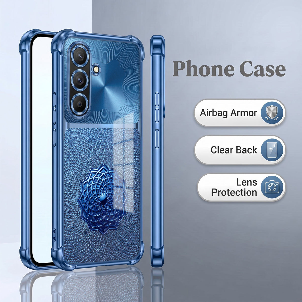 Samsung Galaxy A36 5G Blue Rose Luxe Dual-Tone Transparent Airbags Case
