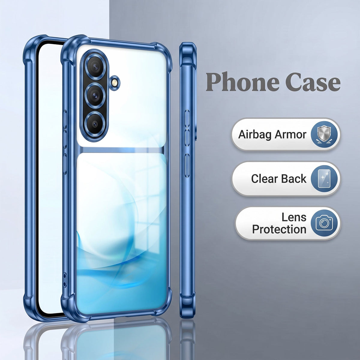 Samsung Galaxy A56 5G Crystal Blue Dual-Tone Transparent Airbags Case
