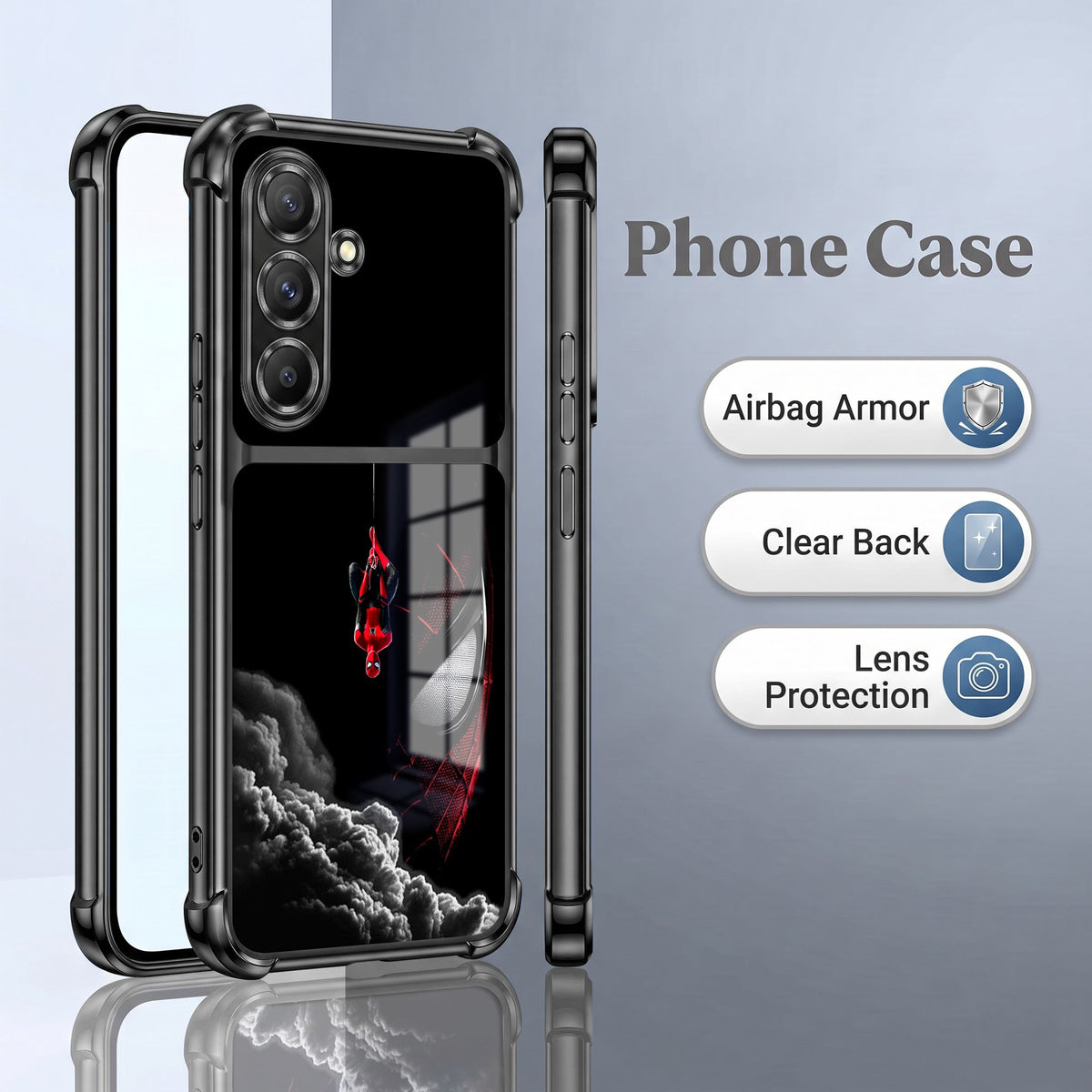 Samsung Galaxy A56 5G Crimson Spider Web Dual-Tone Transparent Airbags Case