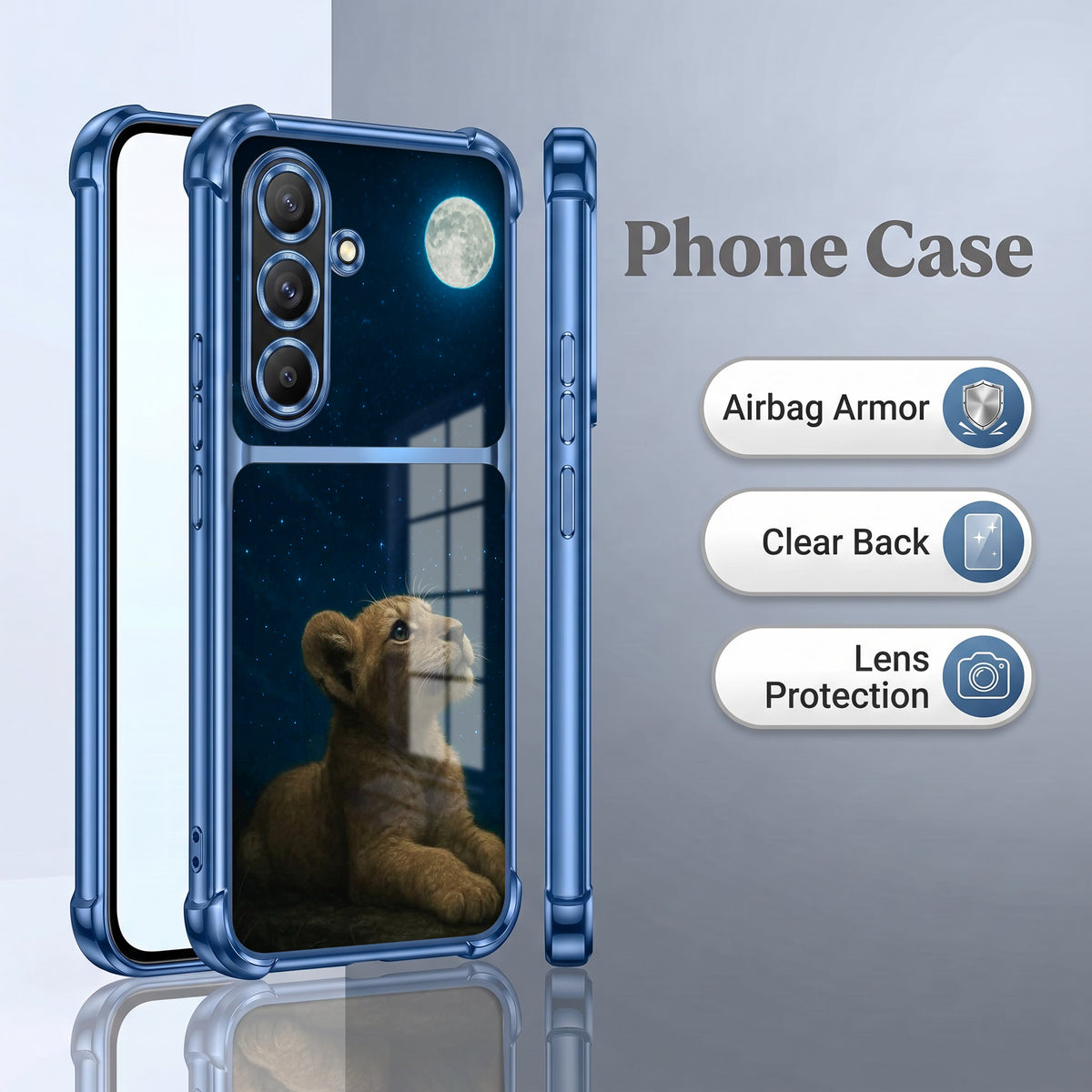 Samsung Galaxy A56 5G Moonlit Baby Lion Dual-Tone Transparent Airbags Case