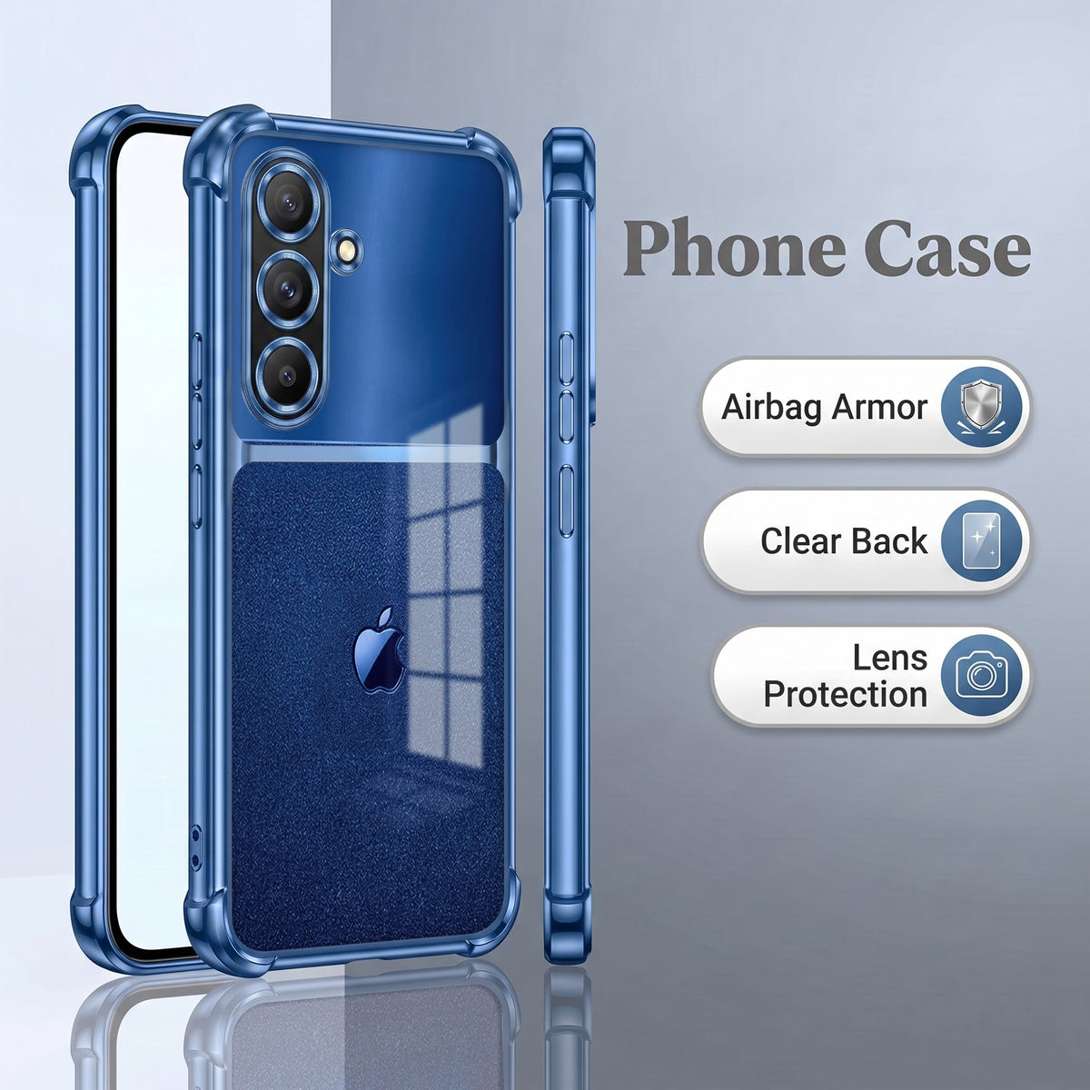 Samsung Galaxy A56 5G Apple Blue Glitter Dual-Tone Transparent Airbags Case