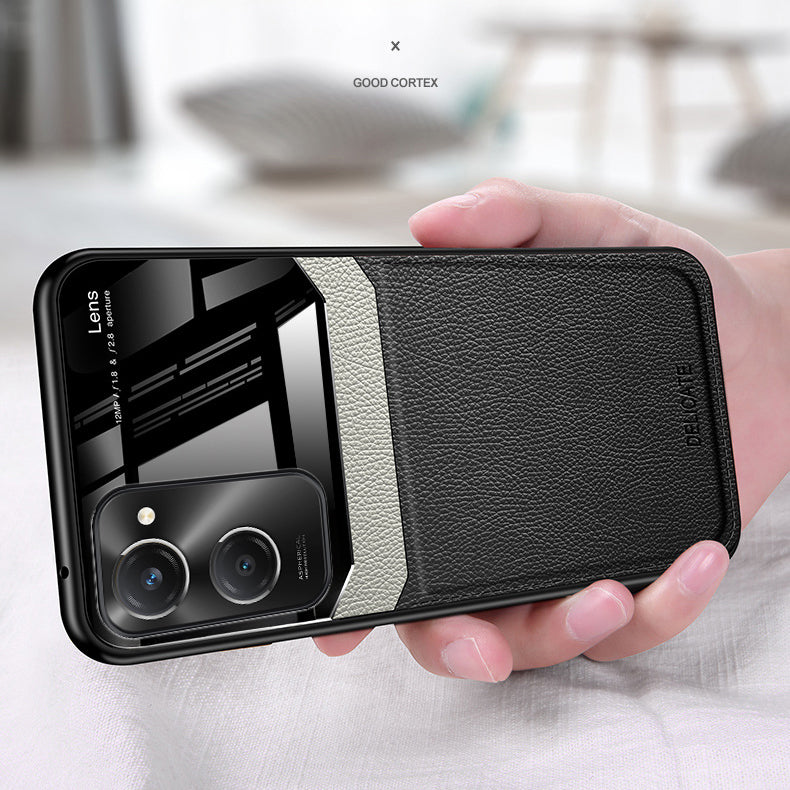 Vivo Y28s 5G Premium Leather Lens Protective Case black