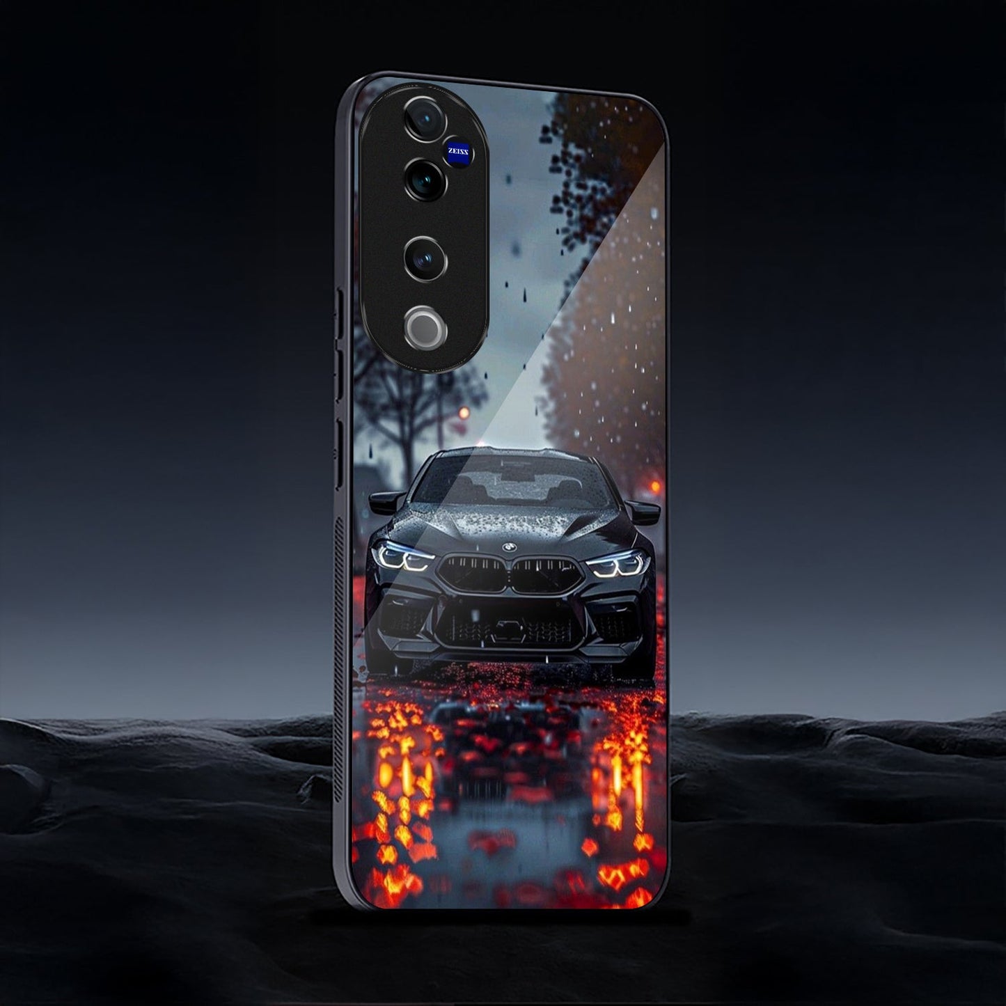 Vivo V40 Pro 5G Premium Acrylic Shockproof Glass Back Case (Black Phantom)