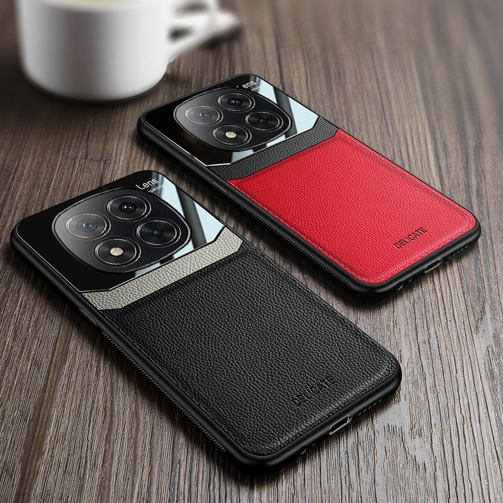 Redmi Note 14 Pro 5G Premium Leather Lens Protective Case red