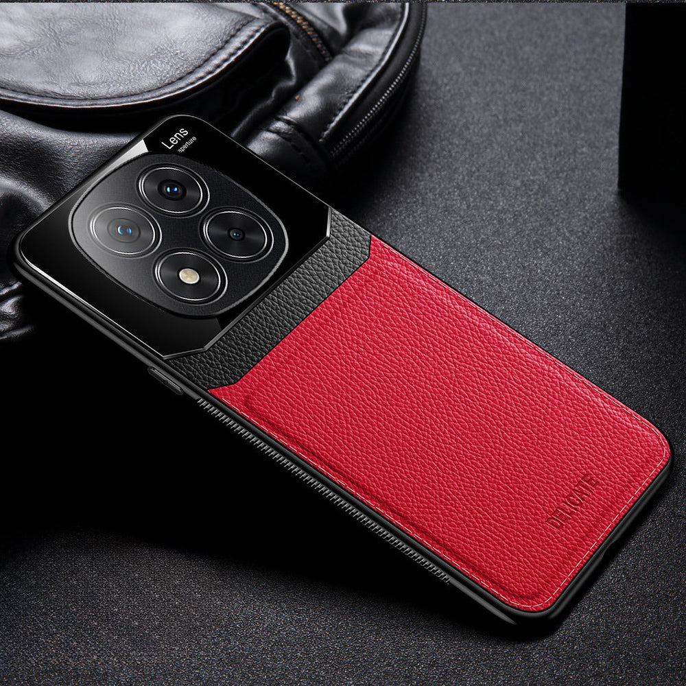 Redmi Note 14 Pro 5G Premium Leather Lens Protective Case red