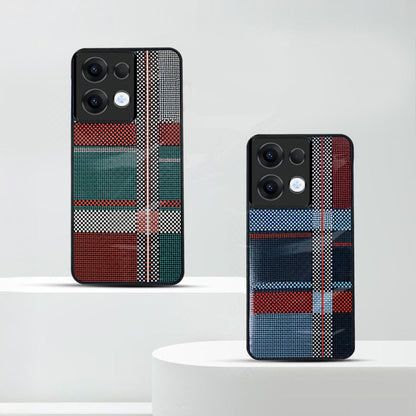Oppo Reno 13 5G Luxury Grid Pattern Glass Back Shockproof Case