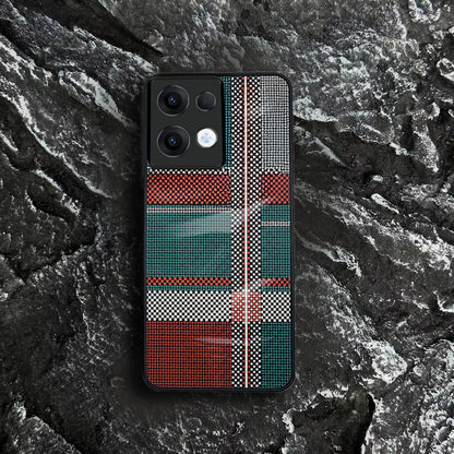 Oppo Reno 13 5G Luxury Grid Pattern Glass Back Shockproof Case