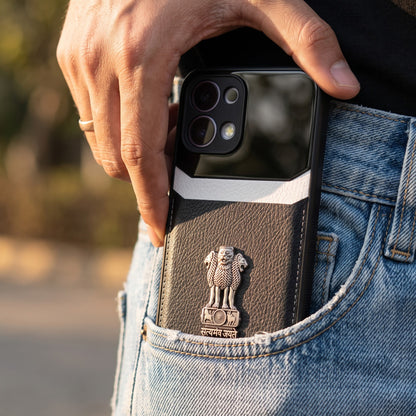 Oppo F31 5G Satyamev Jayate 3D Metal Leather Back Case