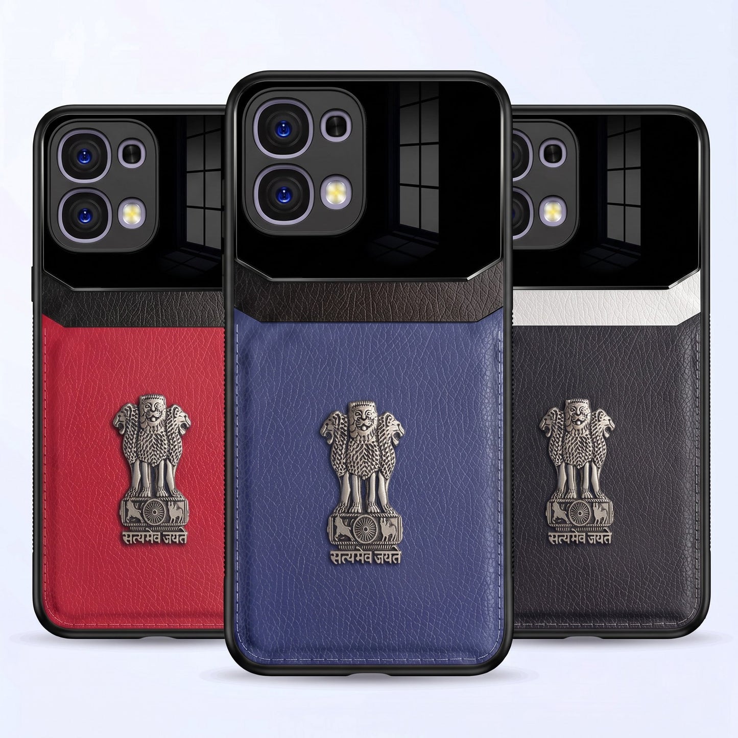 Oppo F31 5G Satyamev Jayate 3D Metal Leather Back Case