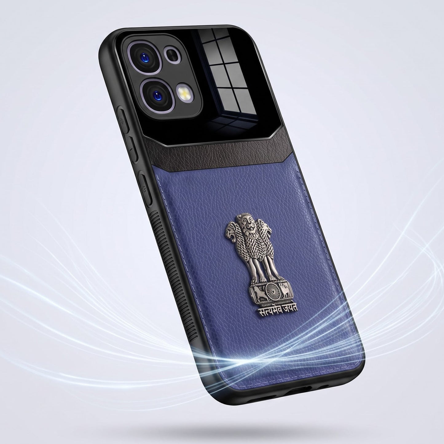 Oppo F31 5G Satyamev Jayate 3D Metal Leather Back Case
