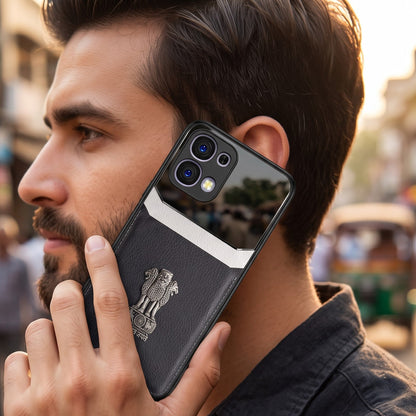 Oppo F31 5G Satyamev Jayate 3D Metal Leather Back Case