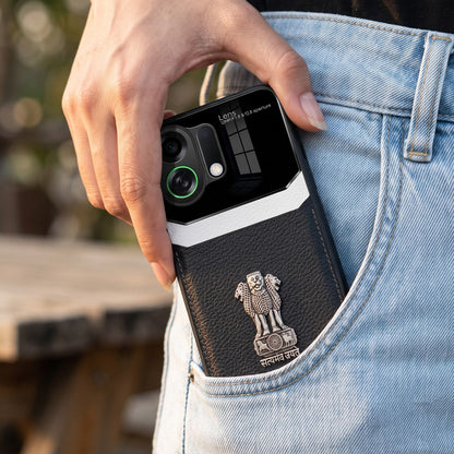 Oppo K13 Turbo 5G Satyamev Jayate 3D Metal Leather Back Case