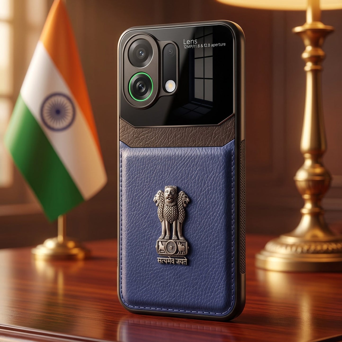 Oppo K13 Turbo 5G Satyamev Jayate 3D Metal Leather Back Case