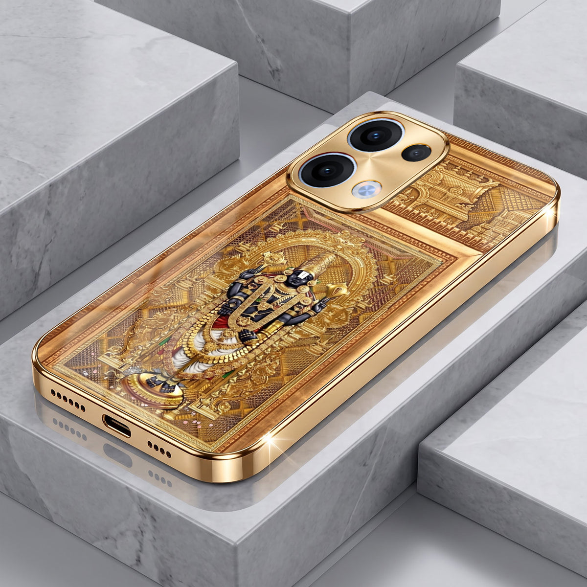 Oppo Reno 13 5G Premium Heritage Gold Electroplated Glass Phone Back Case