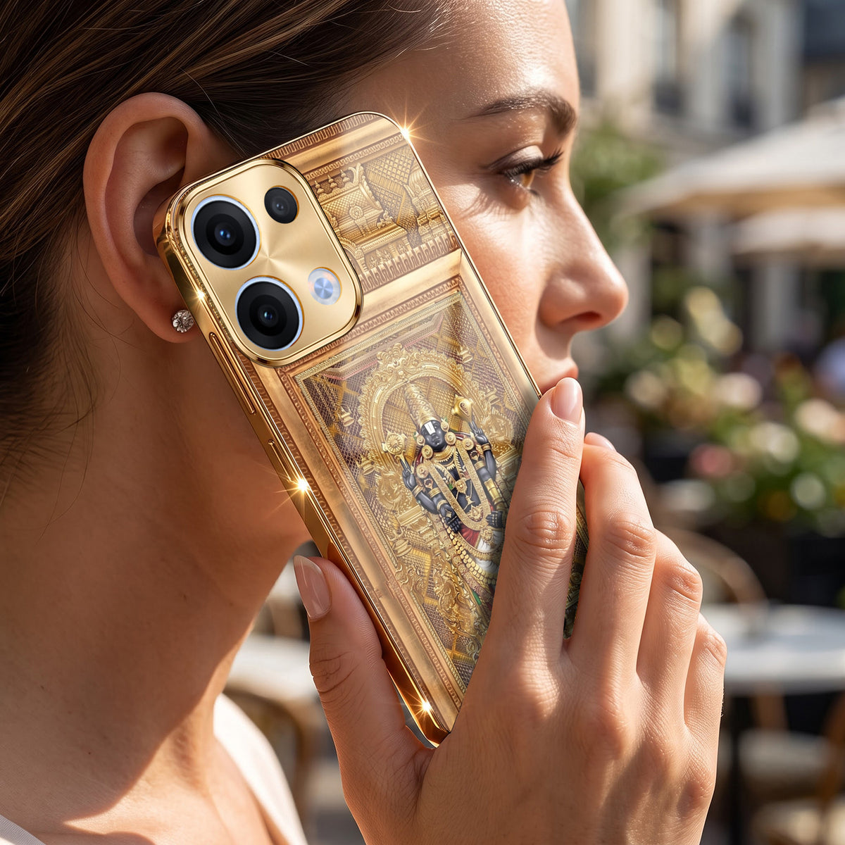 Oppo Reno 13 5G Premium Heritage Gold Electroplated Glass Phone Back Case
