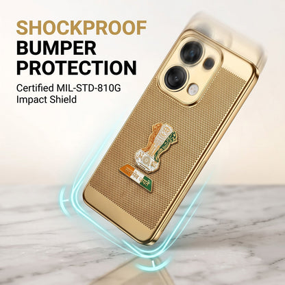 Oppo Reno 13 5G Tri-Color Satyamev Jayate Mesh Electroplated Heat Dissipation Case