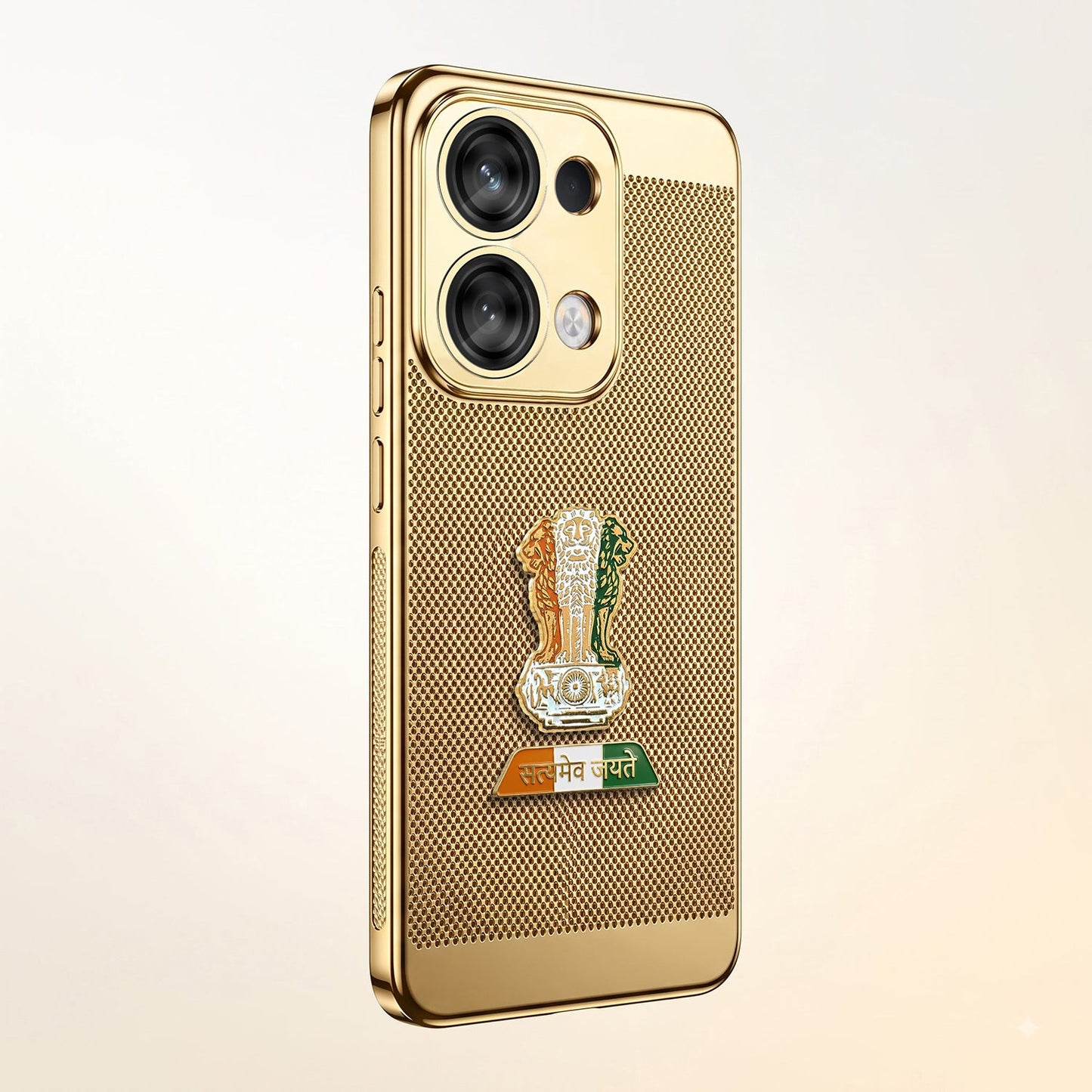 Oppo Reno 13 5G Tri-Color Satyamev Jayate Mesh Electroplated Heat Dissipation Case