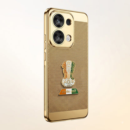Oppo Reno 13 5G Tri-Color Satyamev Jayate Mesh Electroplated Heat Dissipation Case
