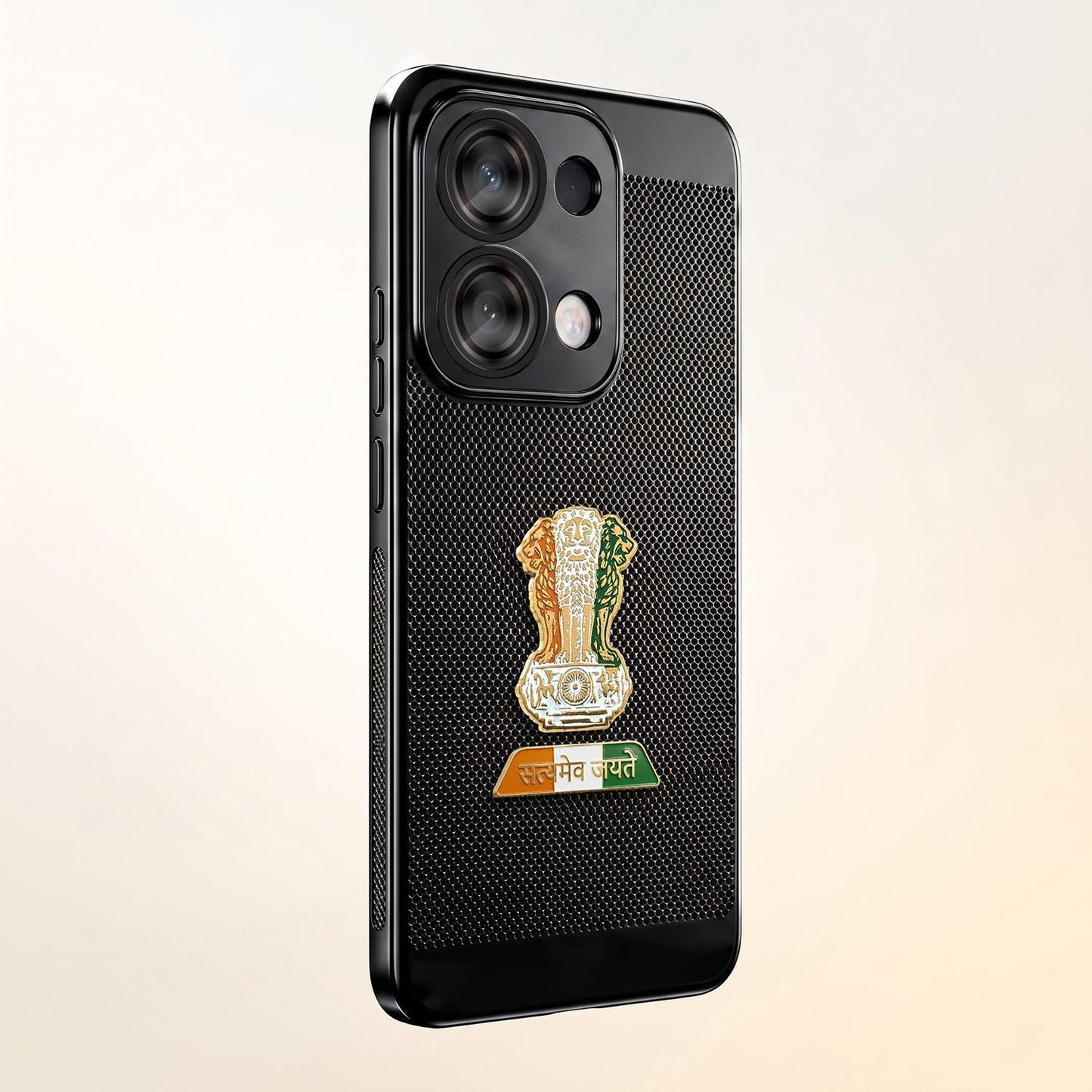 Oppo Reno 13 5G Tri-Color Satyamev Jayate Mesh Electroplated Heat Dissipation Case