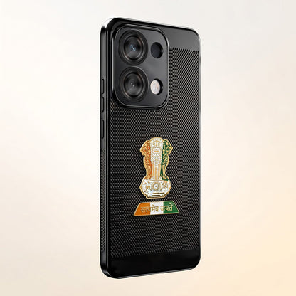 Oppo Reno 13 5G Tri-Color Satyamev Jayate Mesh Electroplated Heat Dissipation Case