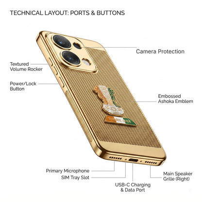 Oppo Reno 13 5G Tri-Color Satyamev Jayate Mesh Electroplated Heat Dissipation Case