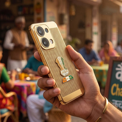 Oppo Reno 13 5G Tri-Color Satyamev Jayate Mesh Electroplated Heat Dissipation Case