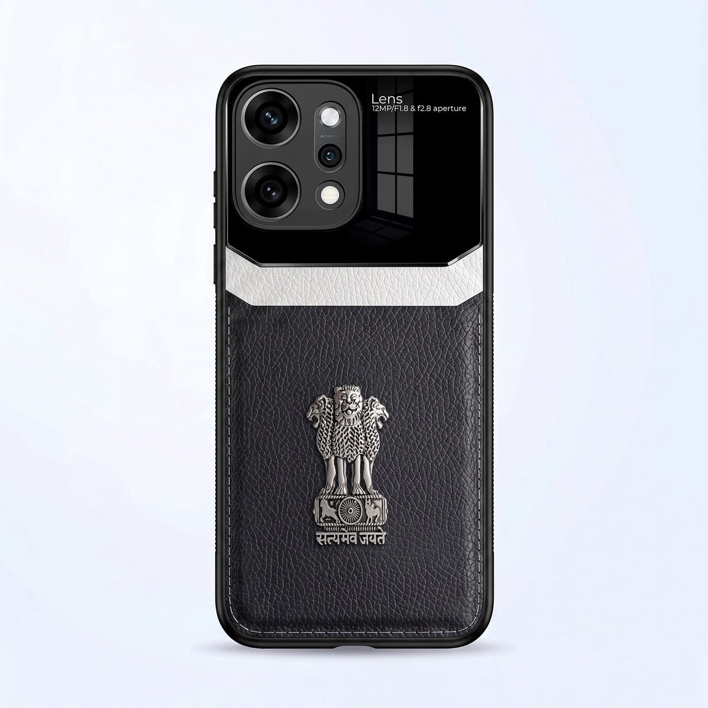 Oppo Reno 14 Pro 5G Satyamev Jayate 3D Metal Leather Back Case