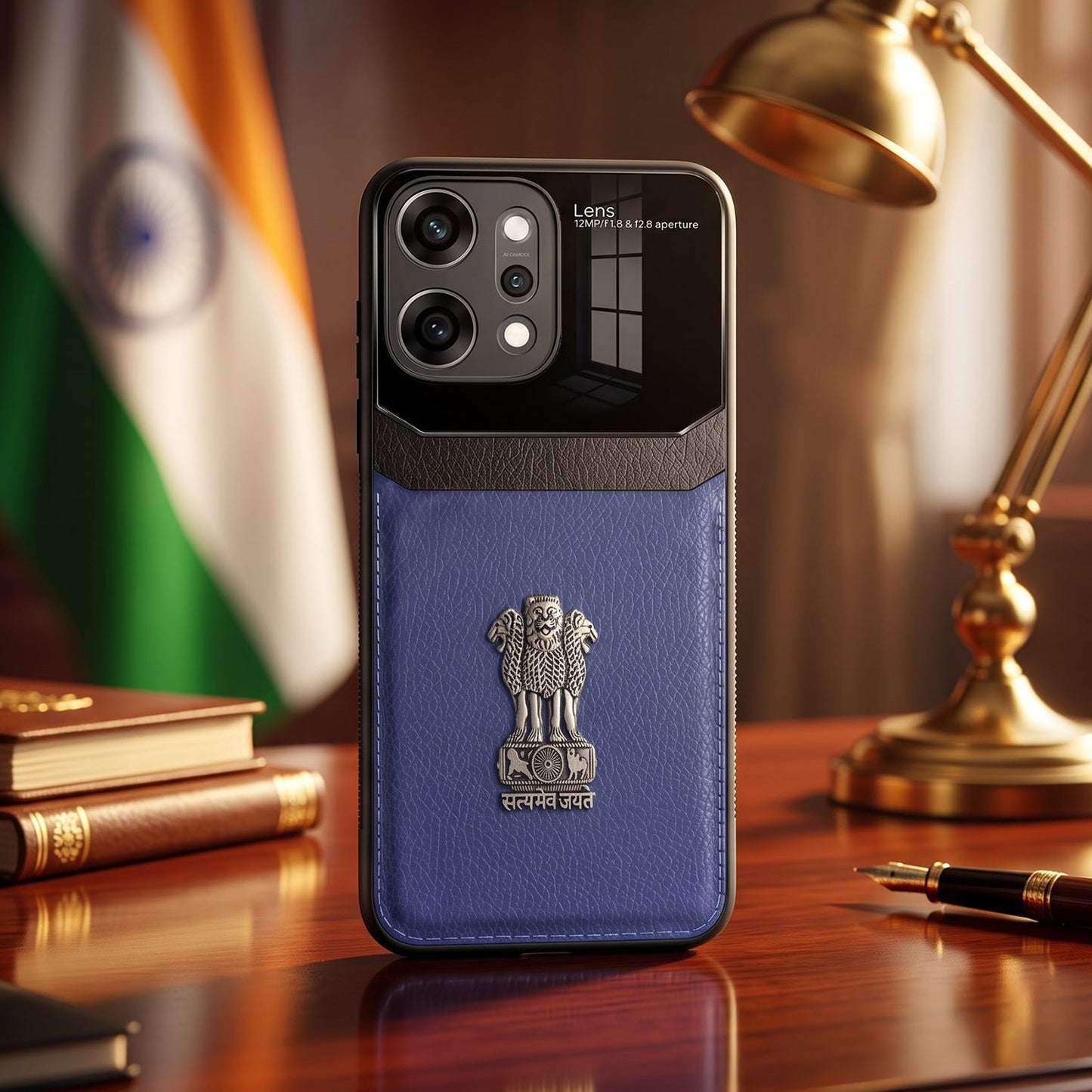 Oppo Reno 14 Pro 5G Satyamev Jayate 3D Metal Leather Back Case
