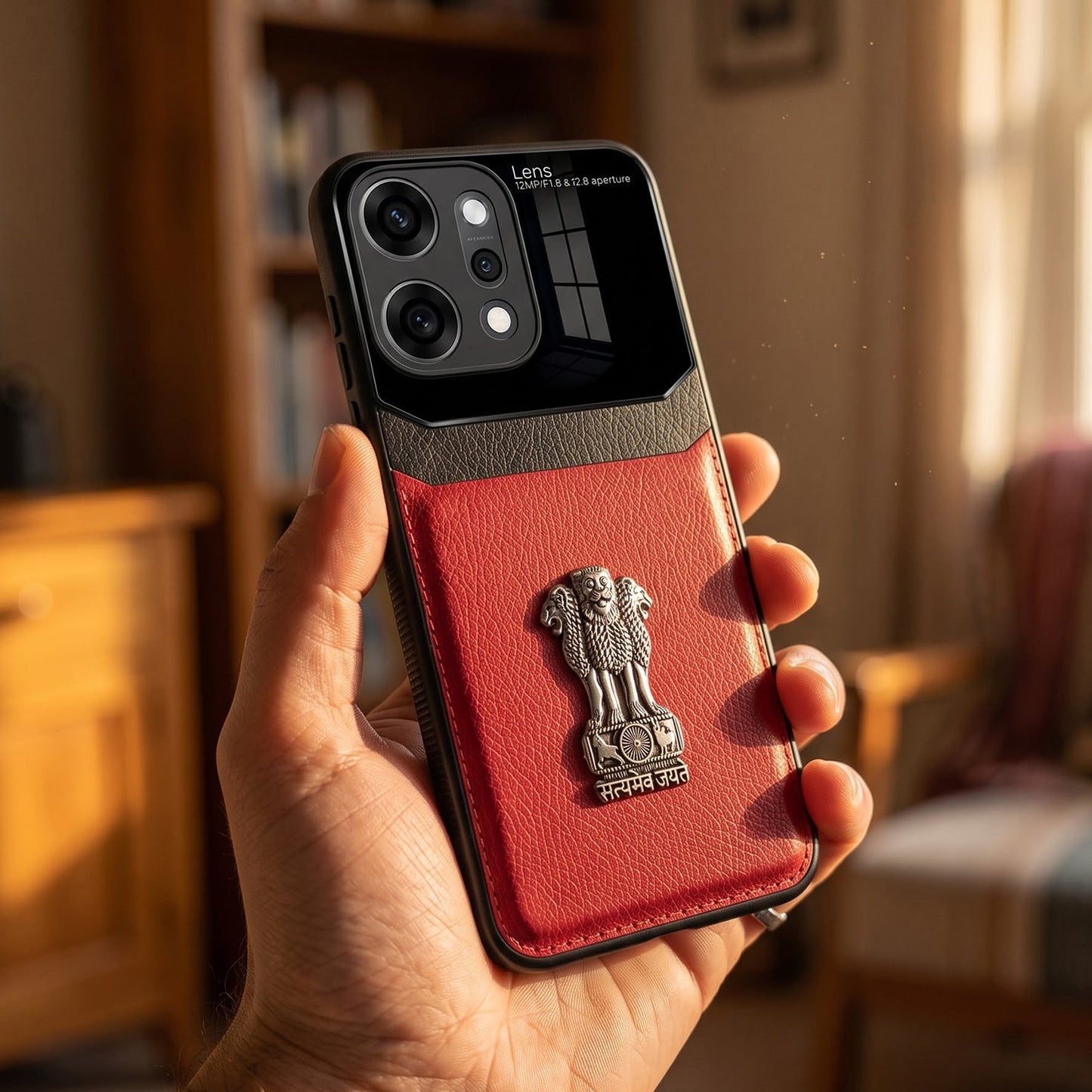 Oppo Reno 14 Pro 5G Satyamev Jayate 3D Metal Leather Back Case