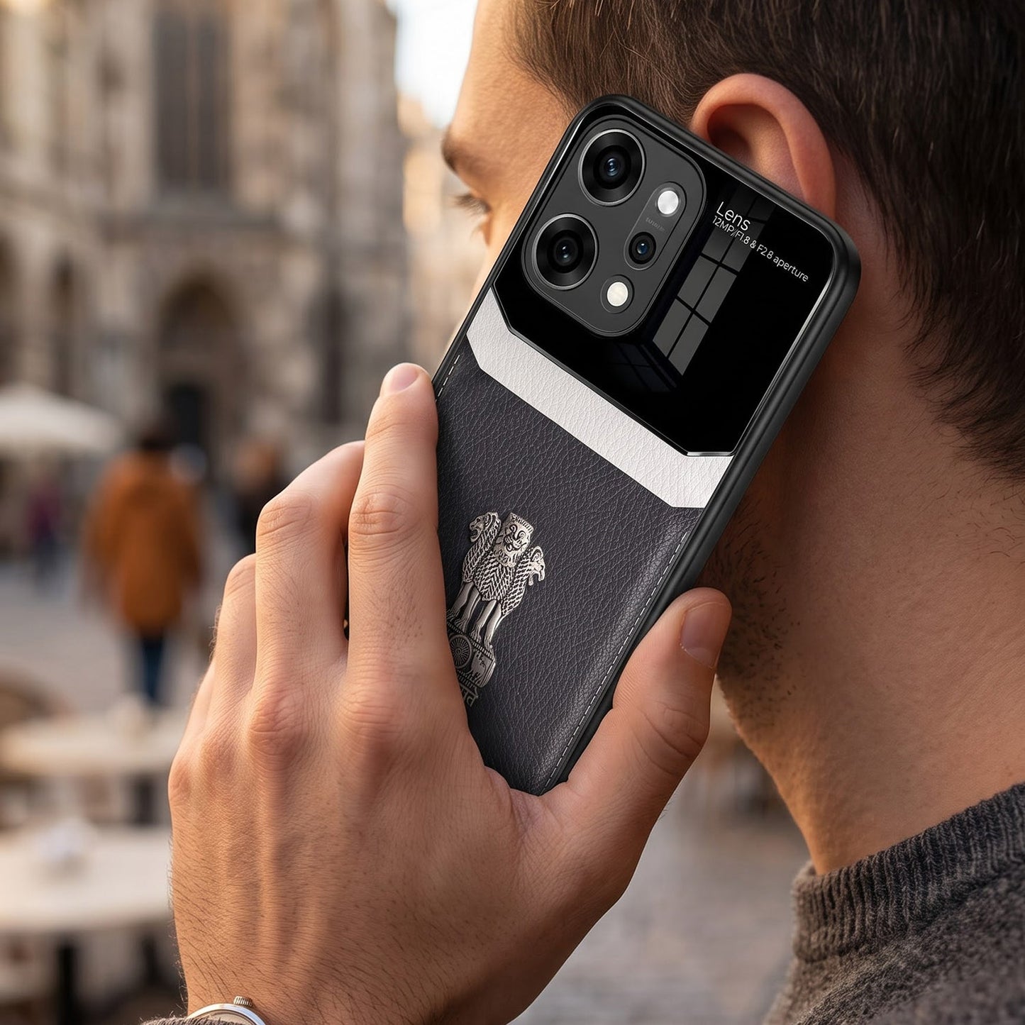 Oppo Reno 14 Pro 5G Satyamev Jayate 3D Metal Leather Back Case