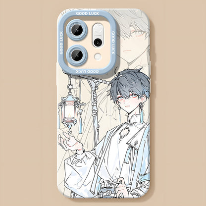 Oppo Reno 14 5G Phone case with anime-style character and 'Good Luck' text on a beige background