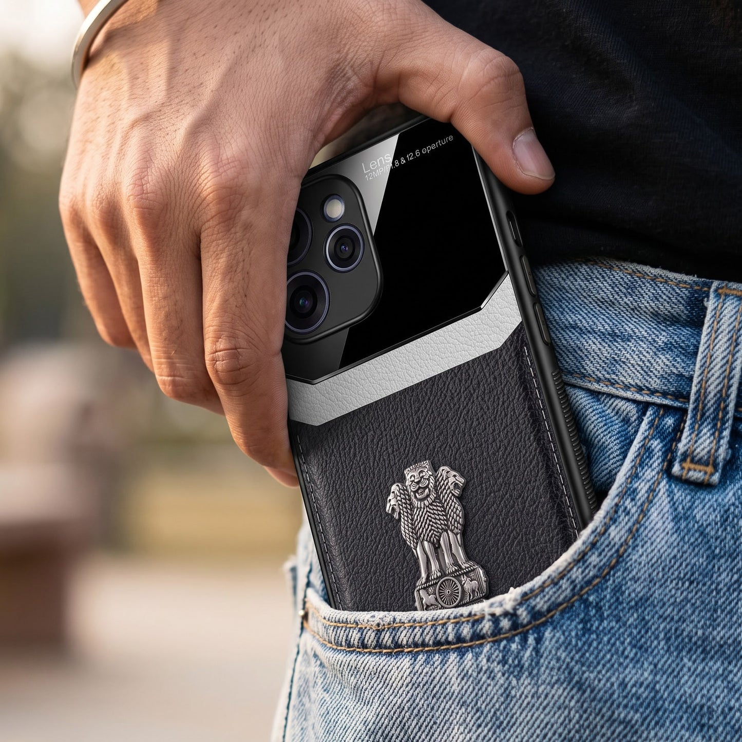 Oppo Reno 15 Pro Mini 5G Satyamev Jayate 3D Metal Leather Back Case