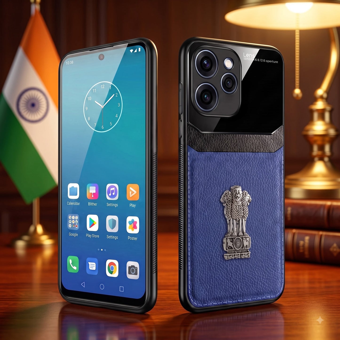 Oppo Reno 15 Pro Mini 5G Satyamev Jayate 3D Metal Leather Back Case